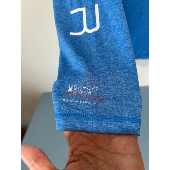 Spyder mens rash guard shirt size L blue long sleeve swim surf - Picture 6 of 10